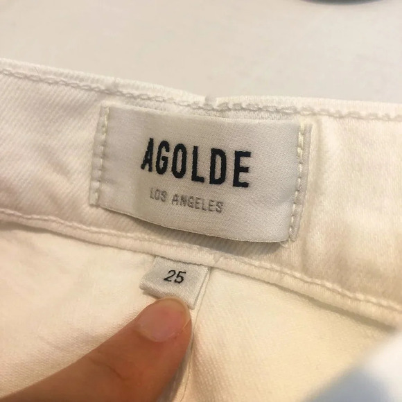 AGOLDE Pinch Waist High Rise White Straight Leg Denim Jeans Women's 23 ALTERED - Picture 8 of 10